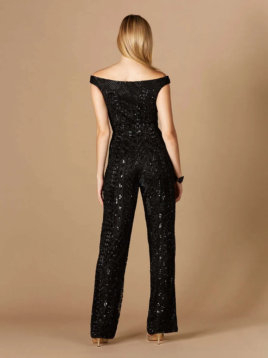 29323 - Beaded Off Shoulder Jumpsuit