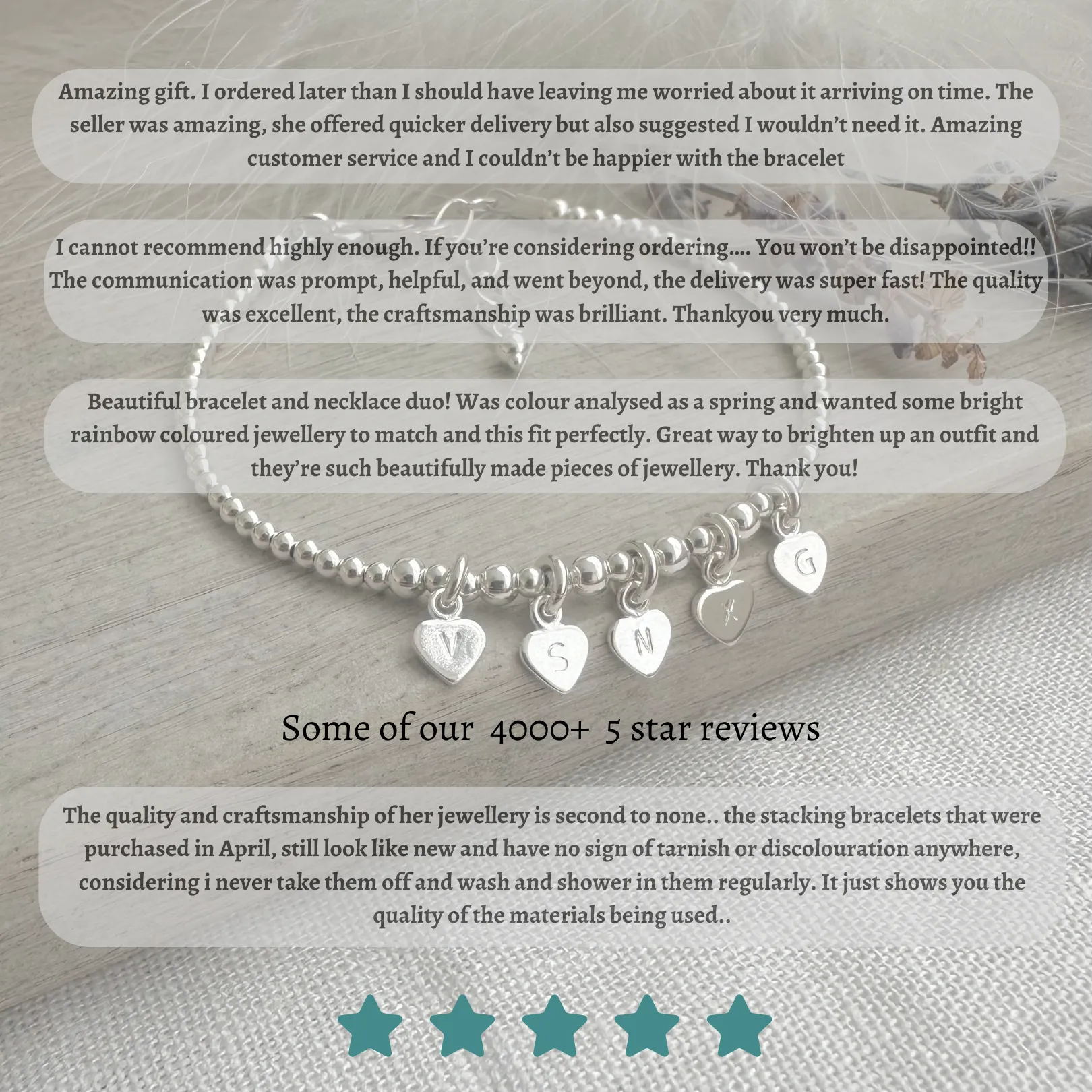 A Dainty April Birthstone Rock Quartz Bracelet Set, April Stacking Bracelets for Women in Sterling Silver