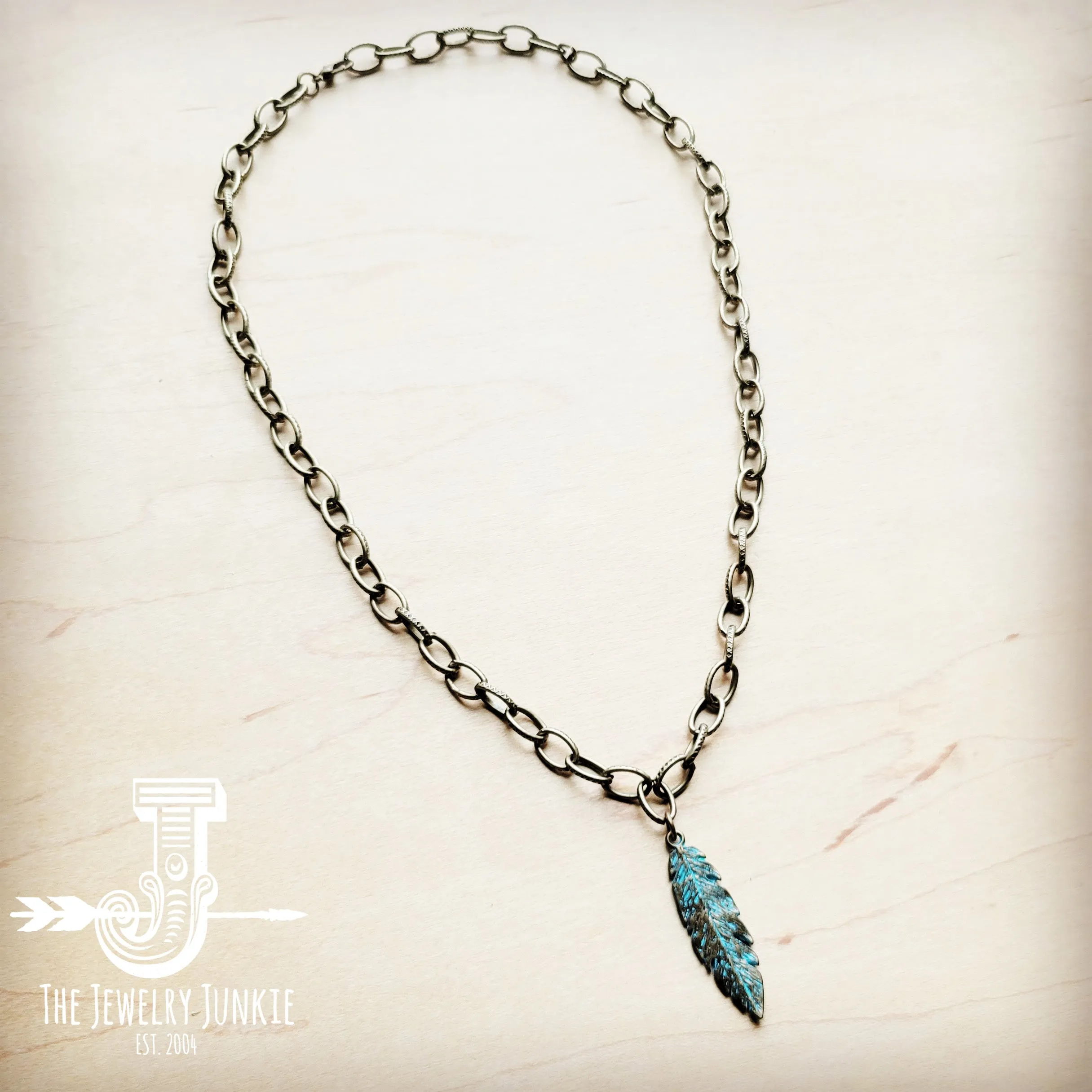 **Antique Gold Collar Necklace w/ Burnished Feather Pendant 258v
