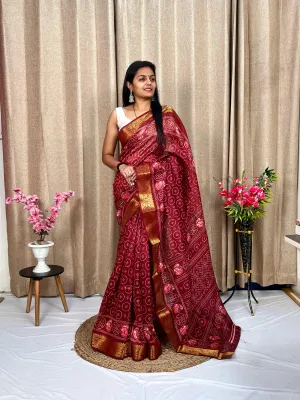 Beautiful Designer Soft Tushar Silk Slub Saree