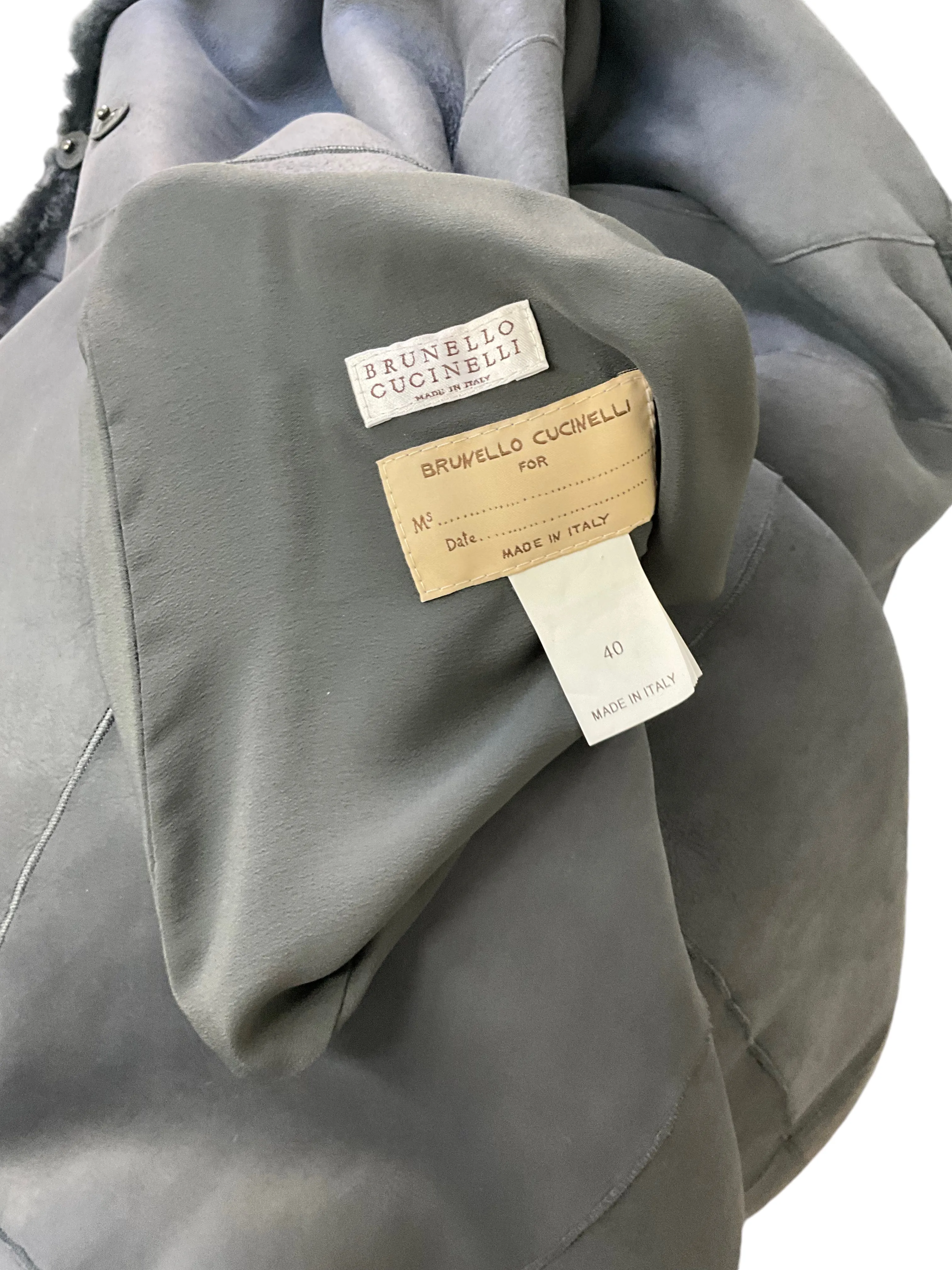 BRUNELLO CUCINELLI Sheepskin Reversible Coat Size S