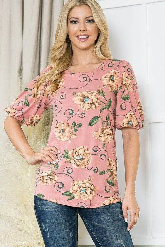 Bubble Sleeve Knit Jersey Top