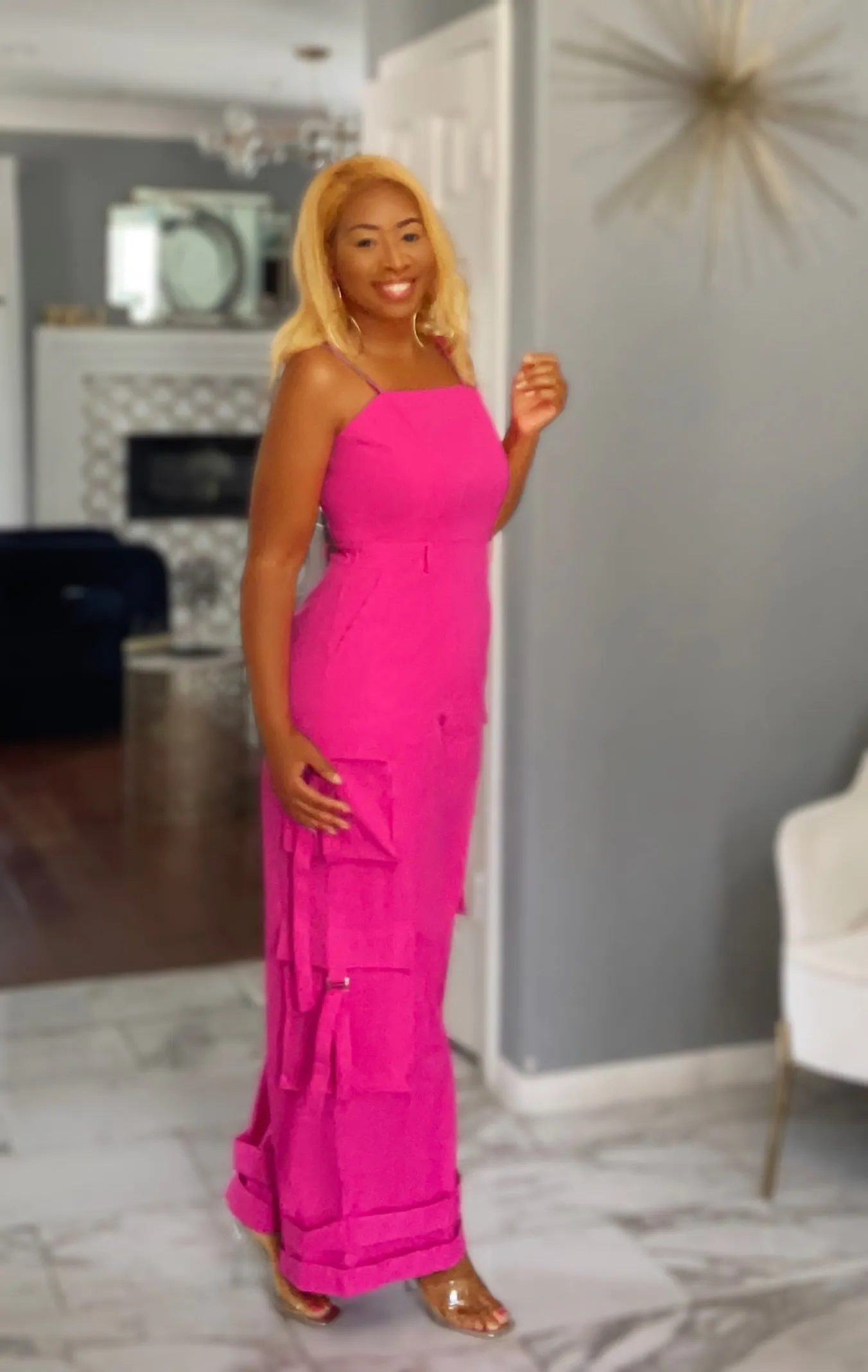 Bundle Of Fun- Pink Cargo Jumpsuit