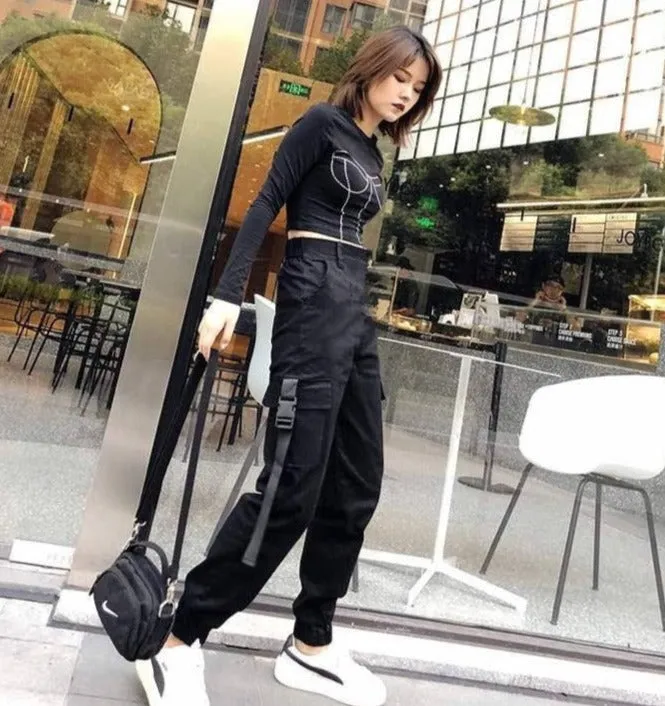 Cargo Pants With High-Waist And Pockets