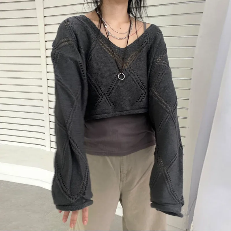 christmas outfit Sonicelife Knit Crochet Crop Sweater