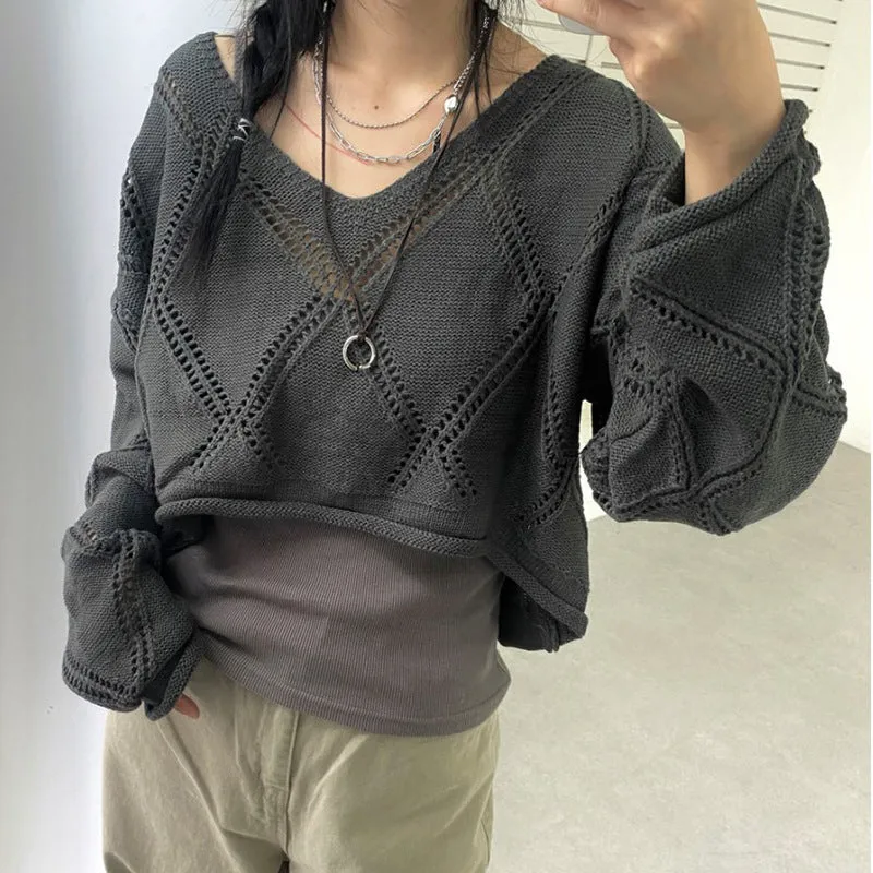 christmas outfit Sonicelife Knit Crochet Crop Sweater