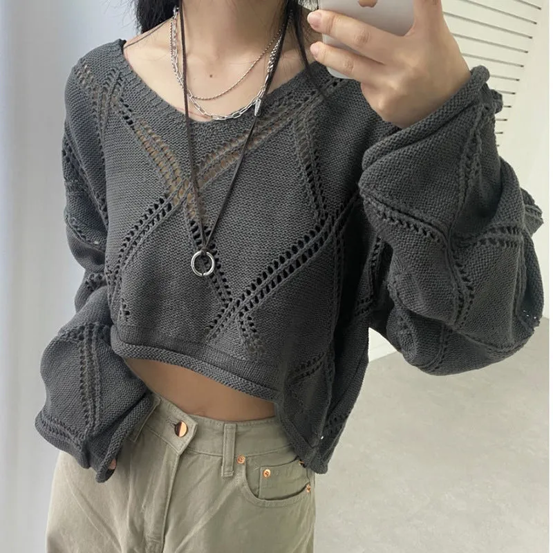 christmas outfit Sonicelife Knit Crochet Crop Sweater