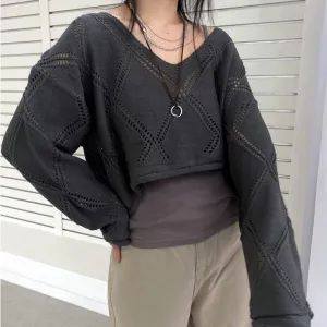 christmas outfit Sonicelife Knit Crochet Crop Sweater