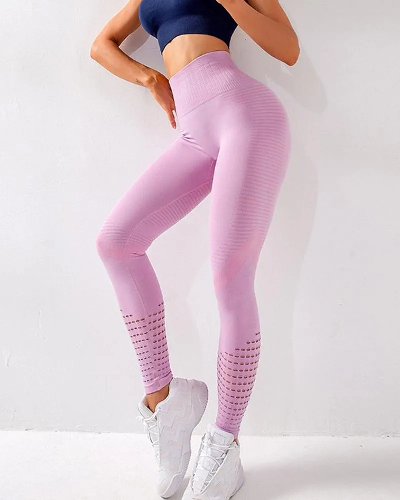 Colorblock Slim High Elastic High Waist Yoga Pants Active Pants