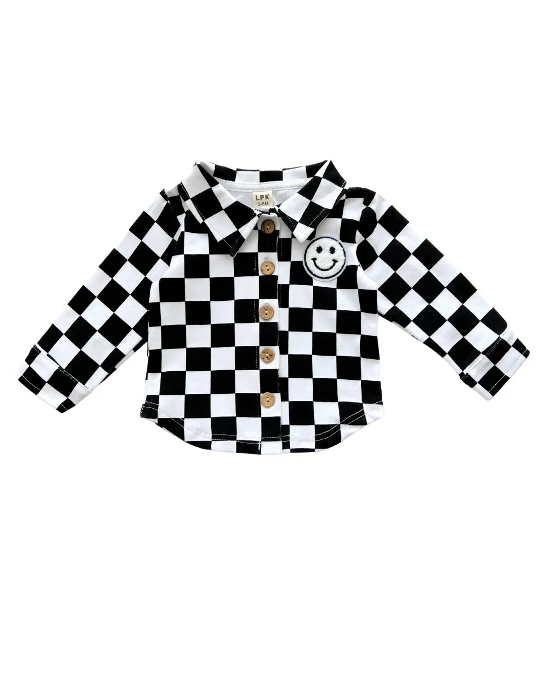 Cotton Shacket | Smiley Checkered Black EXCLUDED FROM BF
