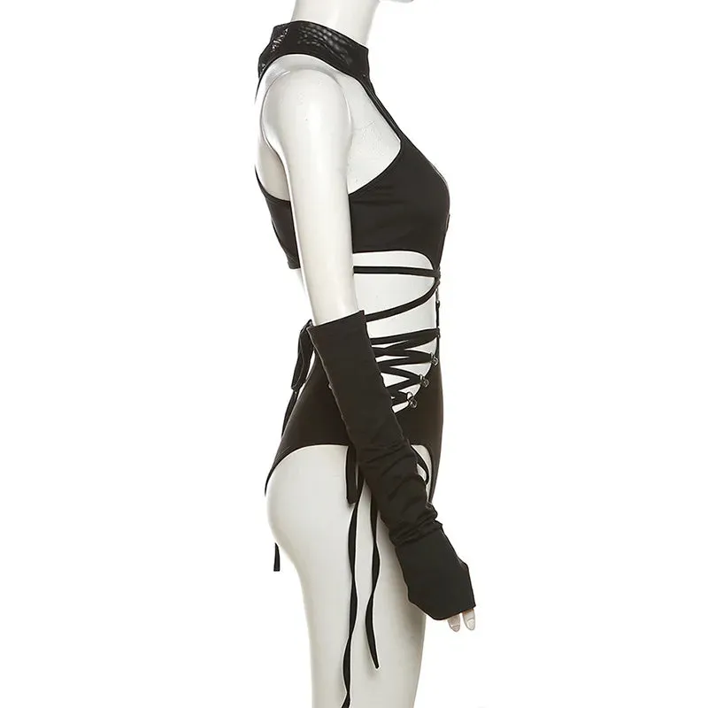 CyberVamp Bandage Techwear Bodysuit | Unleash the Future: CyberVamp Bodysuit