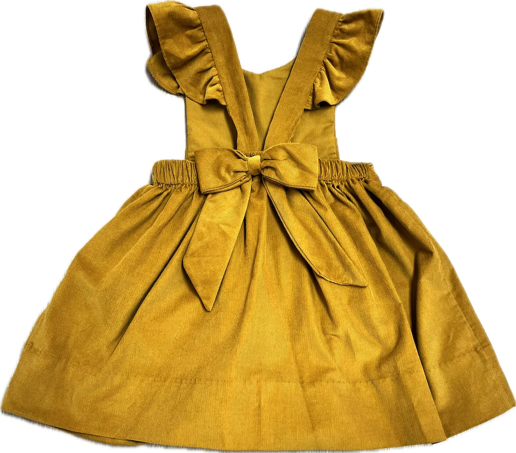 Girl's Mustard Corduroy Jumper with Shell Buttons