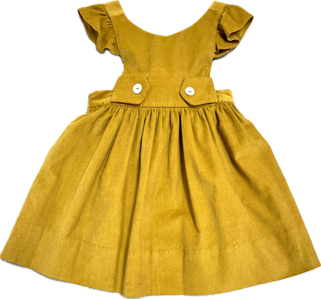Girl's Mustard Corduroy Jumper with Shell Buttons