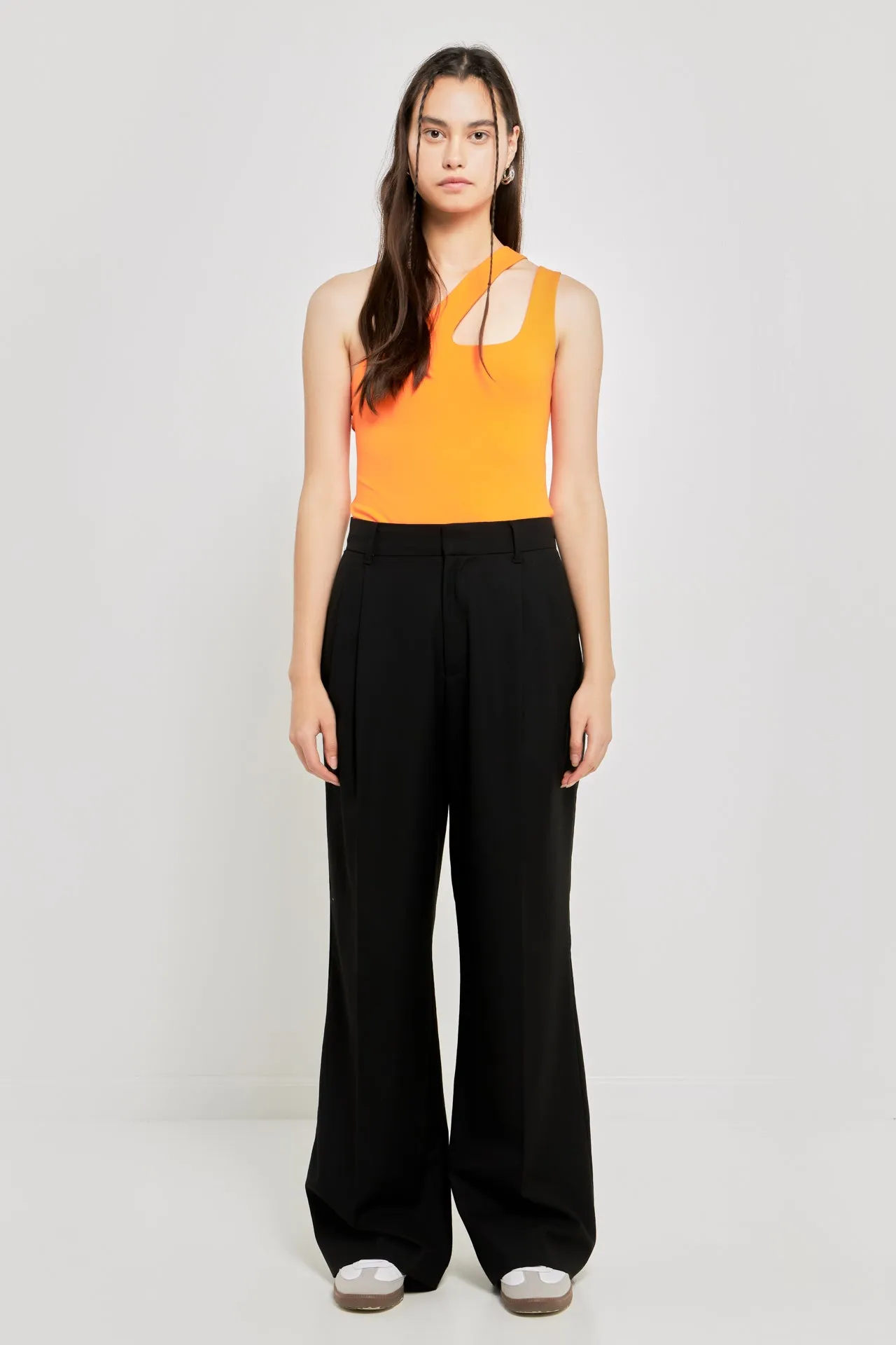 Grey Lab - One Shoulder Cut-out Detail Knit Bodysuit