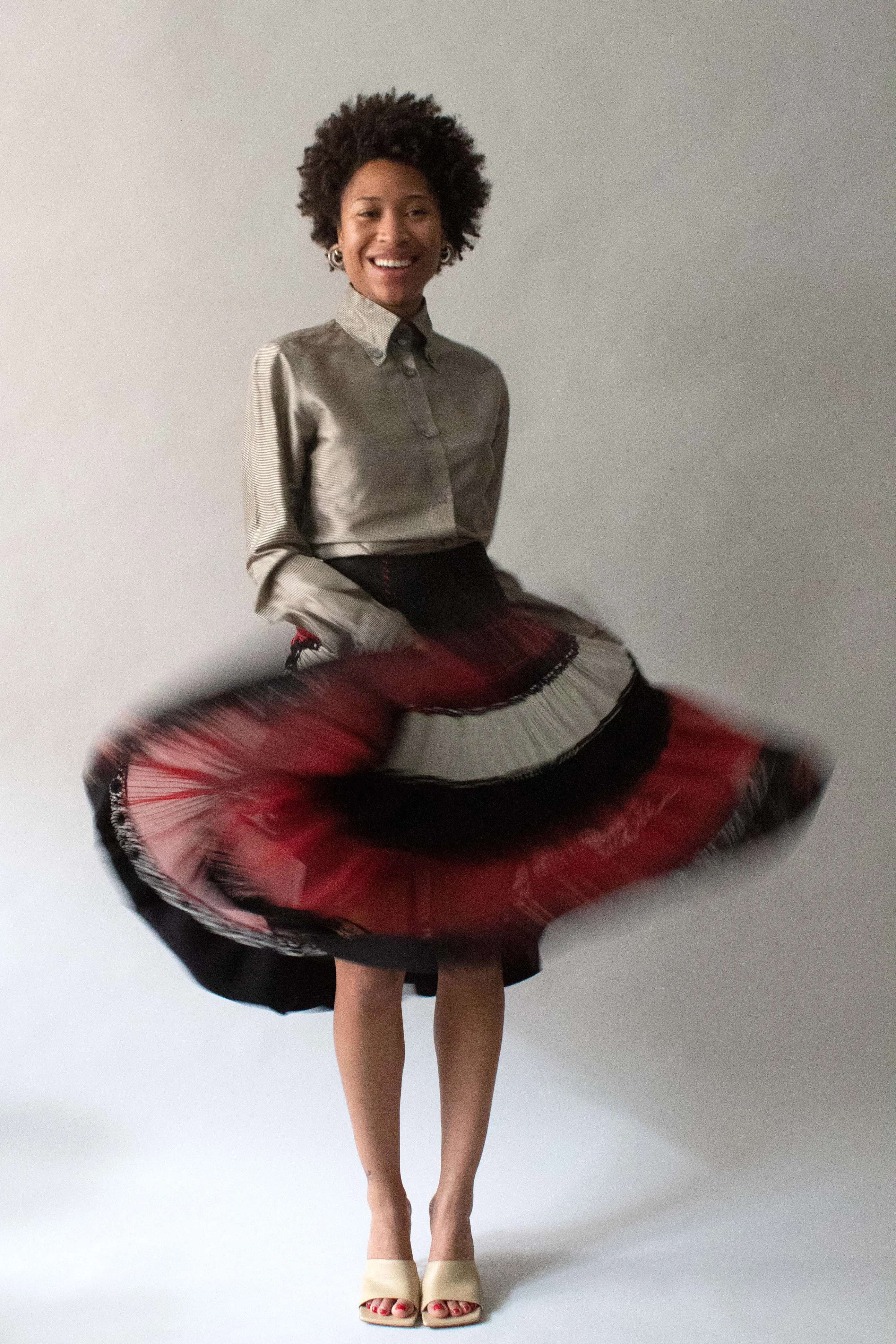 Jean Paul Gaultier Multi Medium Tierred Pleated Skirt