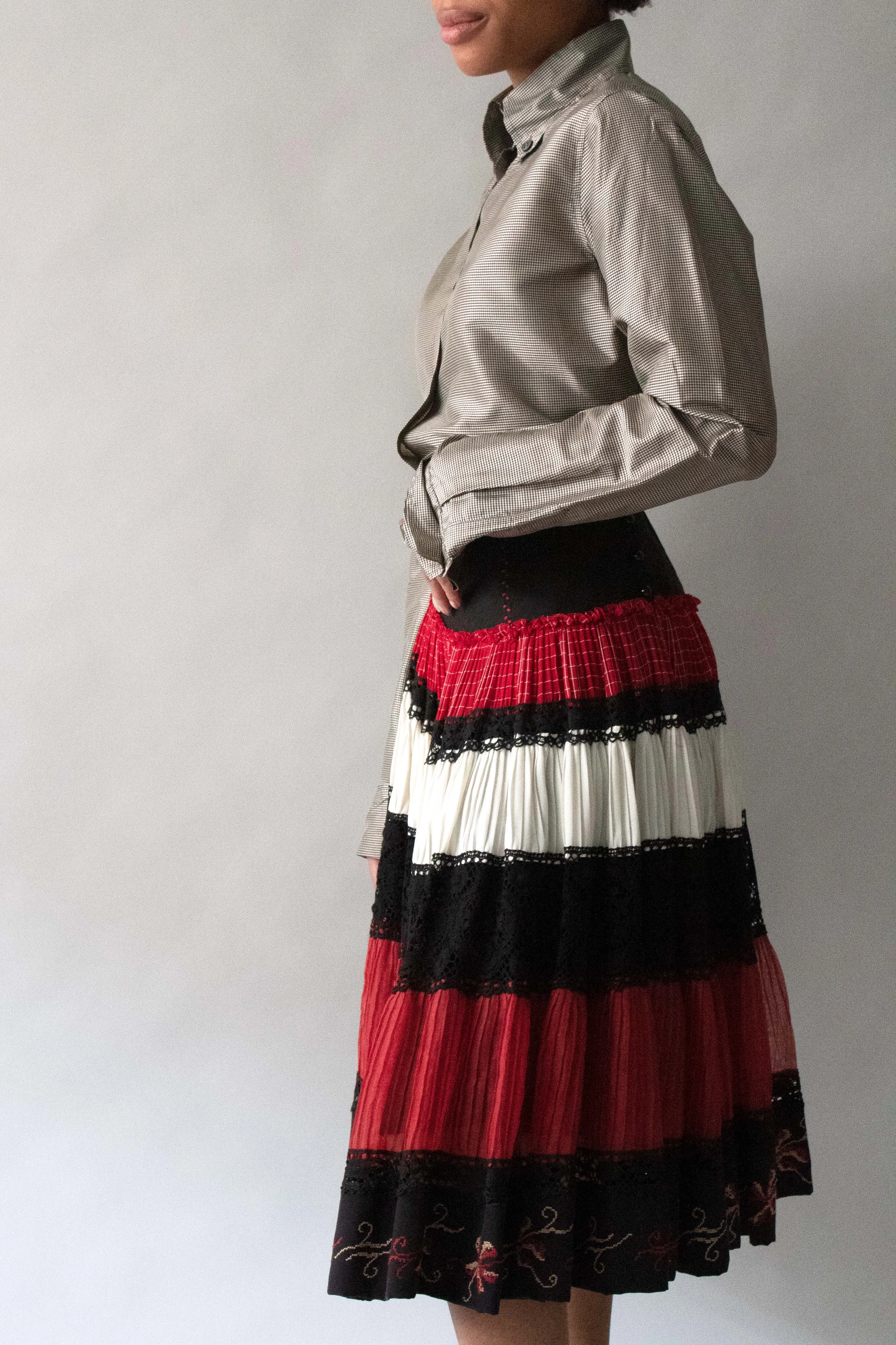 Jean Paul Gaultier Multi Medium Tierred Pleated Skirt