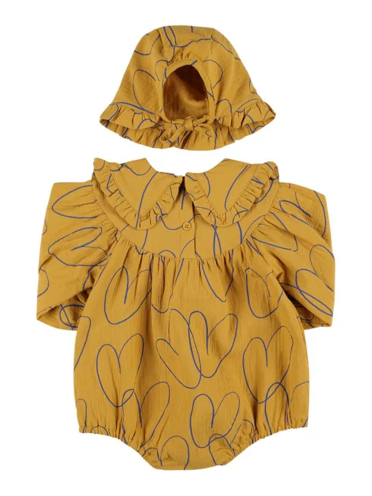 Jellymallow   Printed cotton poplin bodysuit &amp; hat 