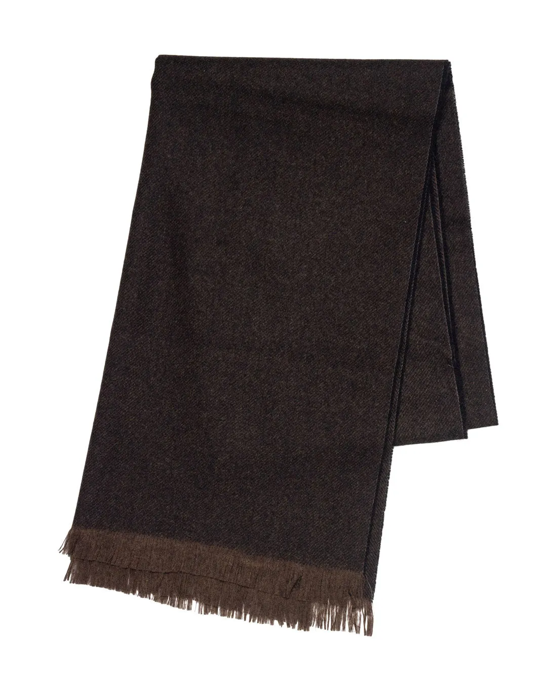 Joshua Ellis Featherweight Semi-Plain Brushed 100% Cashmere  Scarf Brown x Black