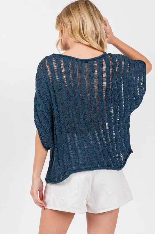 Ladder Stitch Knit Top