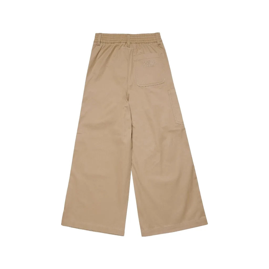 Logo Embroidered Wide Leg Chinos