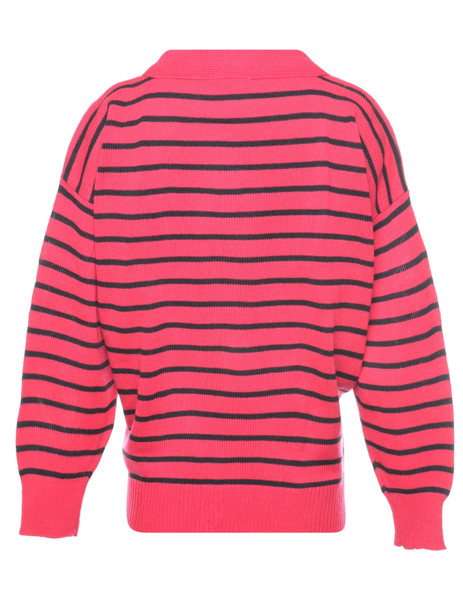 Magenta Striped Jumper - L