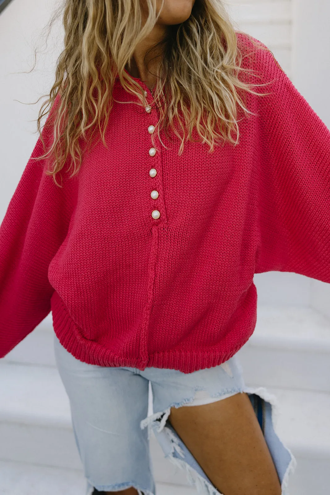 Magnolia Pearl Sweater - Candy Apple