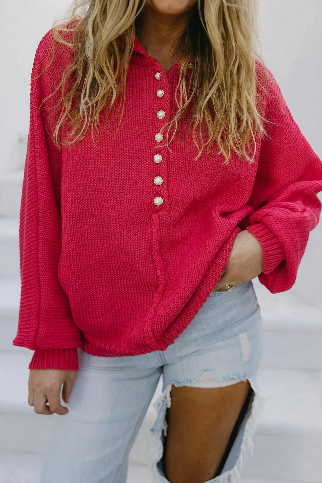 Magnolia Pearl Sweater - Candy Apple