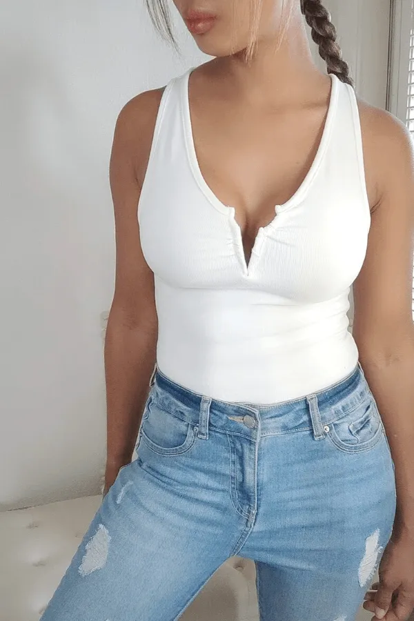 Off White V-Wire Sleeveless Bodysuit