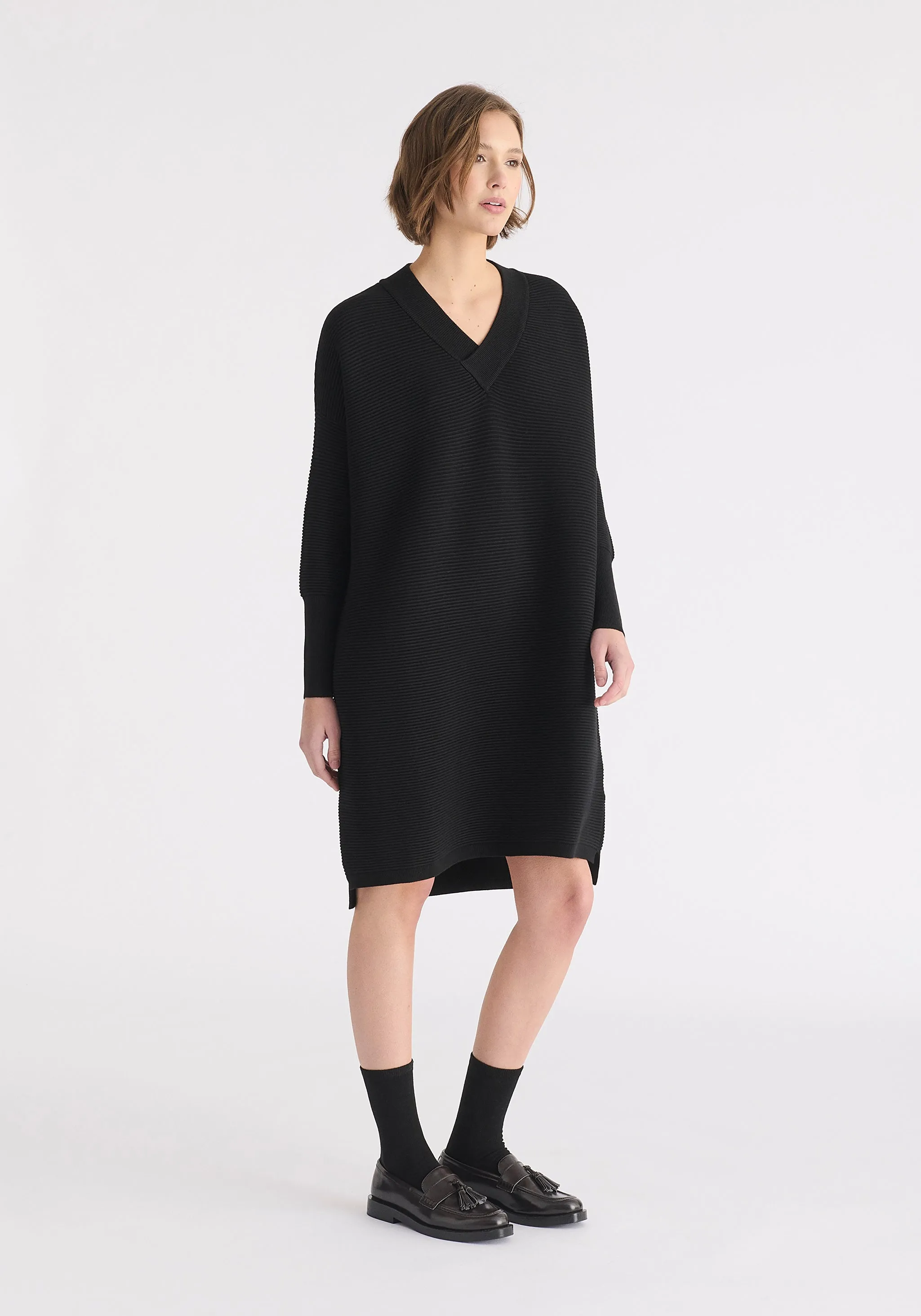 Paisie V-Neck Ribbed Jumper Dress