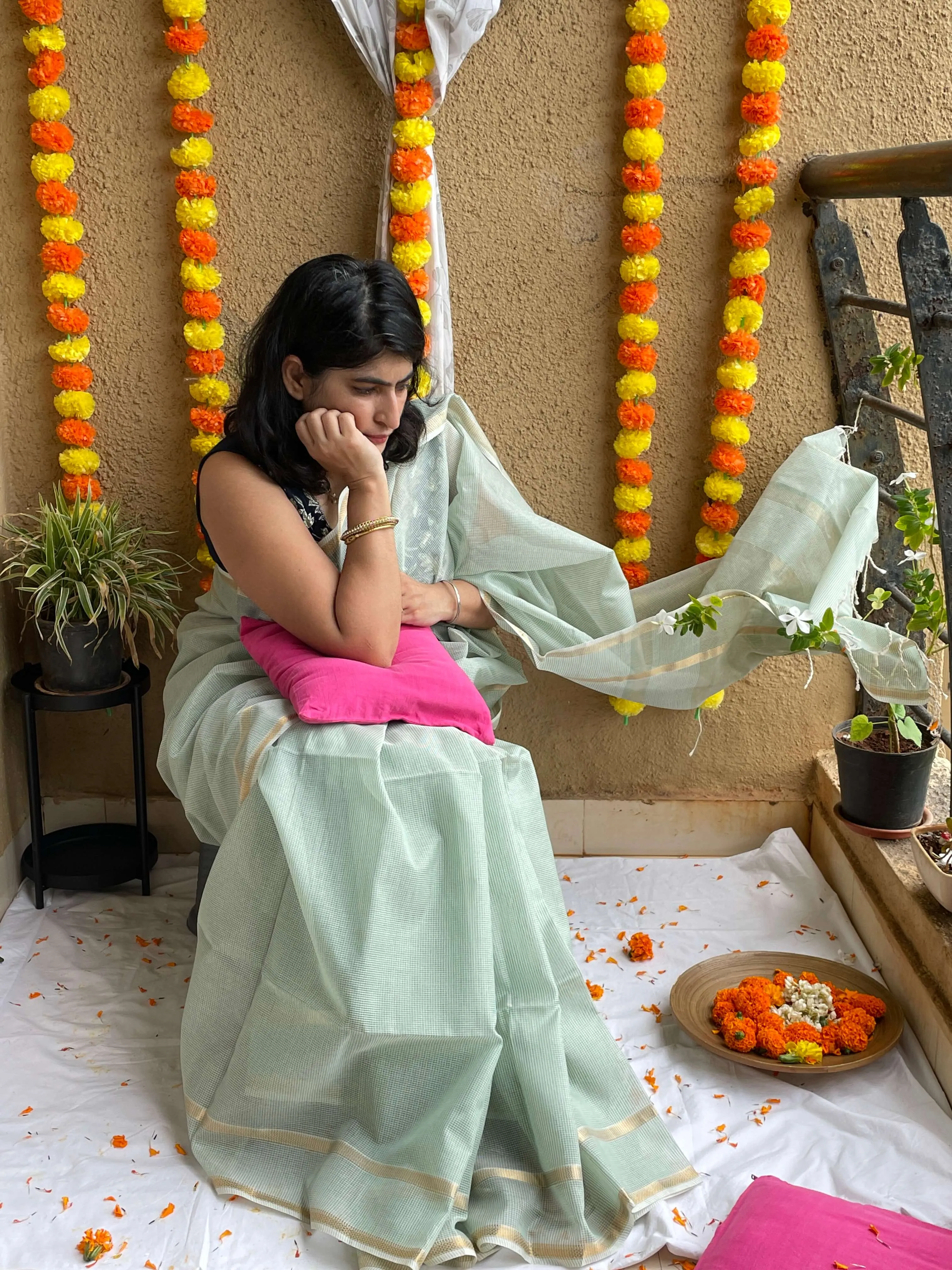 Pastel green Maheshwari Saree ~ Rang collection
