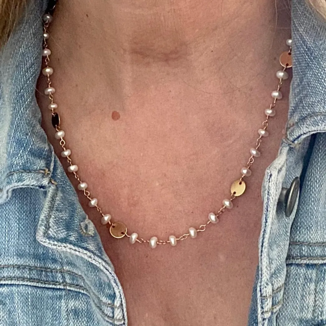 Pearl Necklace with Gold Coins