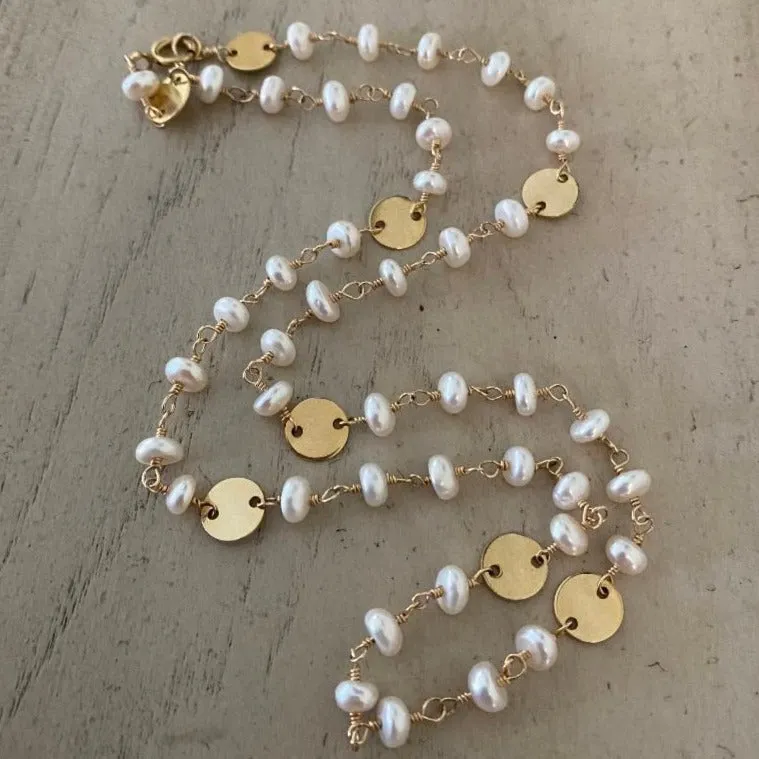 Pearl Necklace with Gold Coins