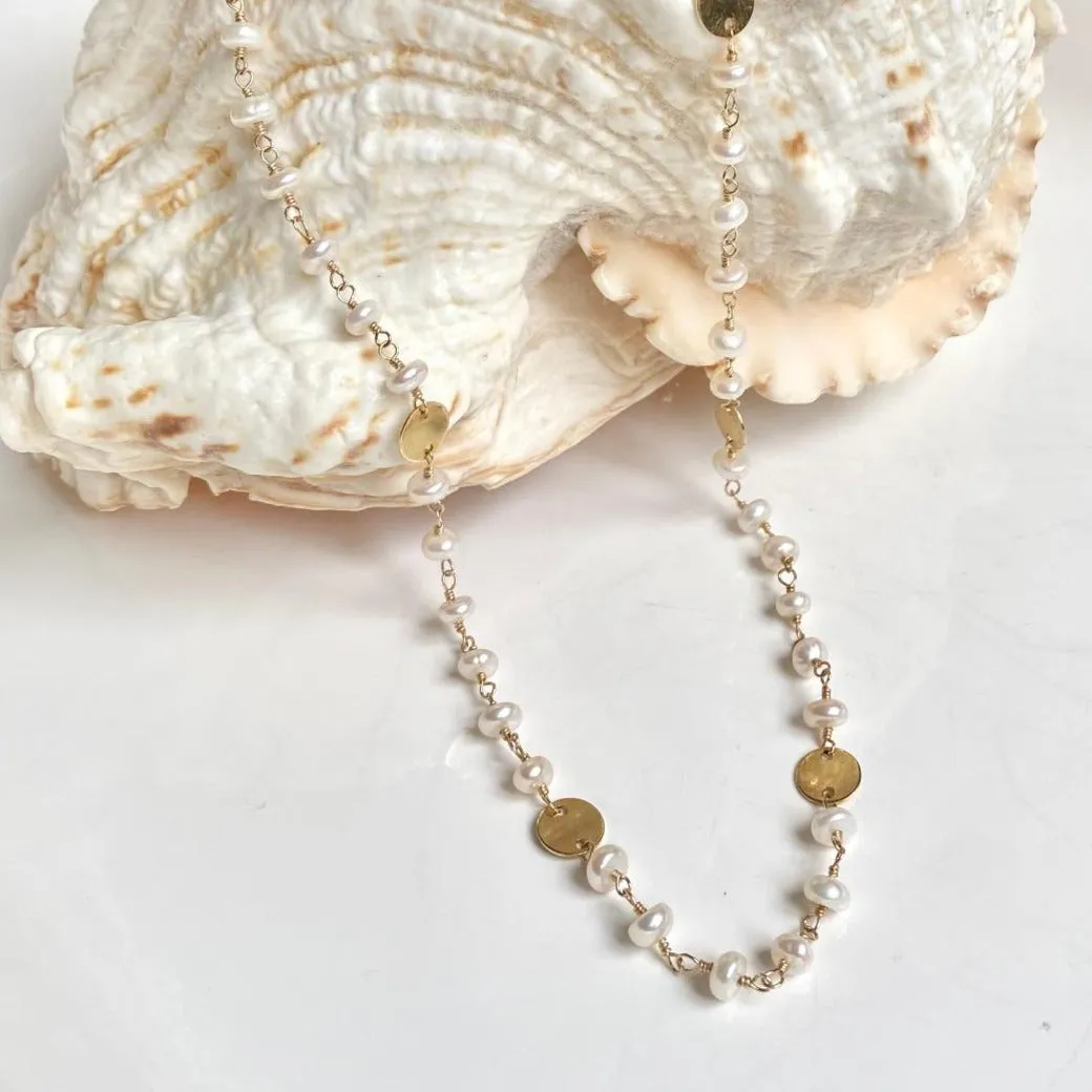 Pearl Necklace with Gold Coins