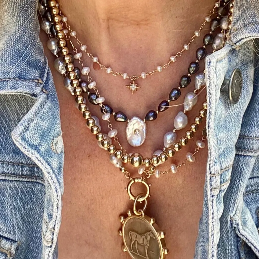 Pearl Necklace with Gold Coins