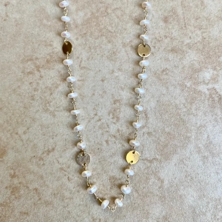 Pearl Necklace with Gold Coins