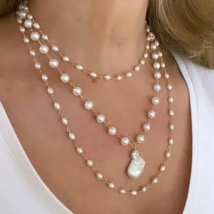 Pearl Necklace with Nugget Drop