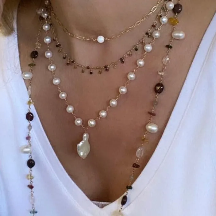 Pearl Necklace with Nugget Drop