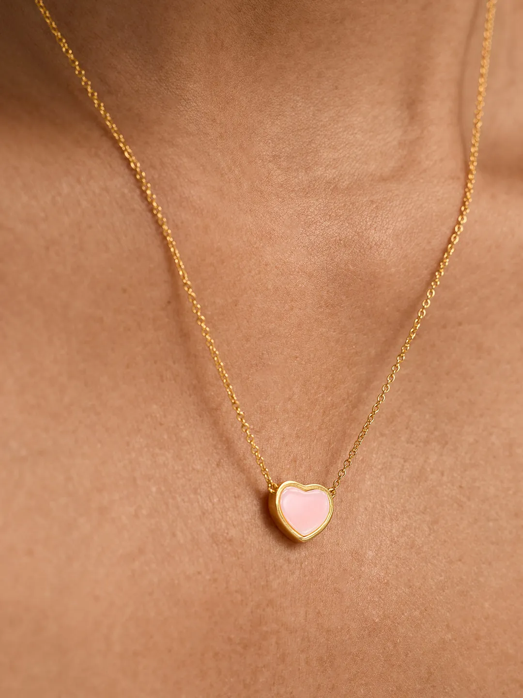 Pink Heart Mother Of Pearl Necklace