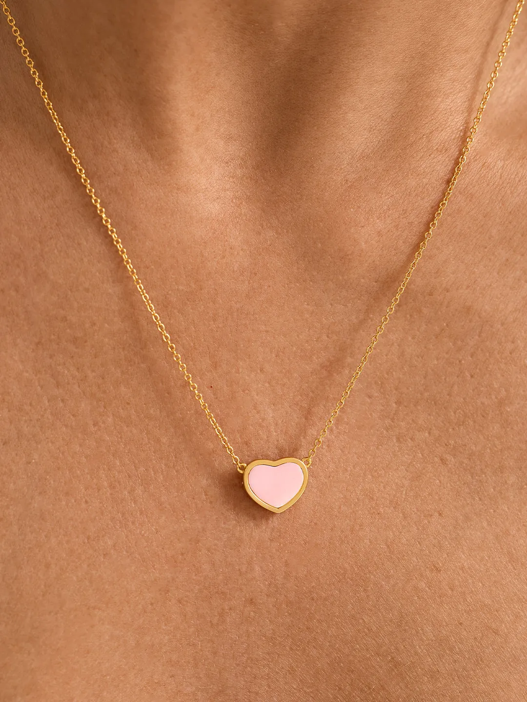 Pink Heart Mother Of Pearl Necklace