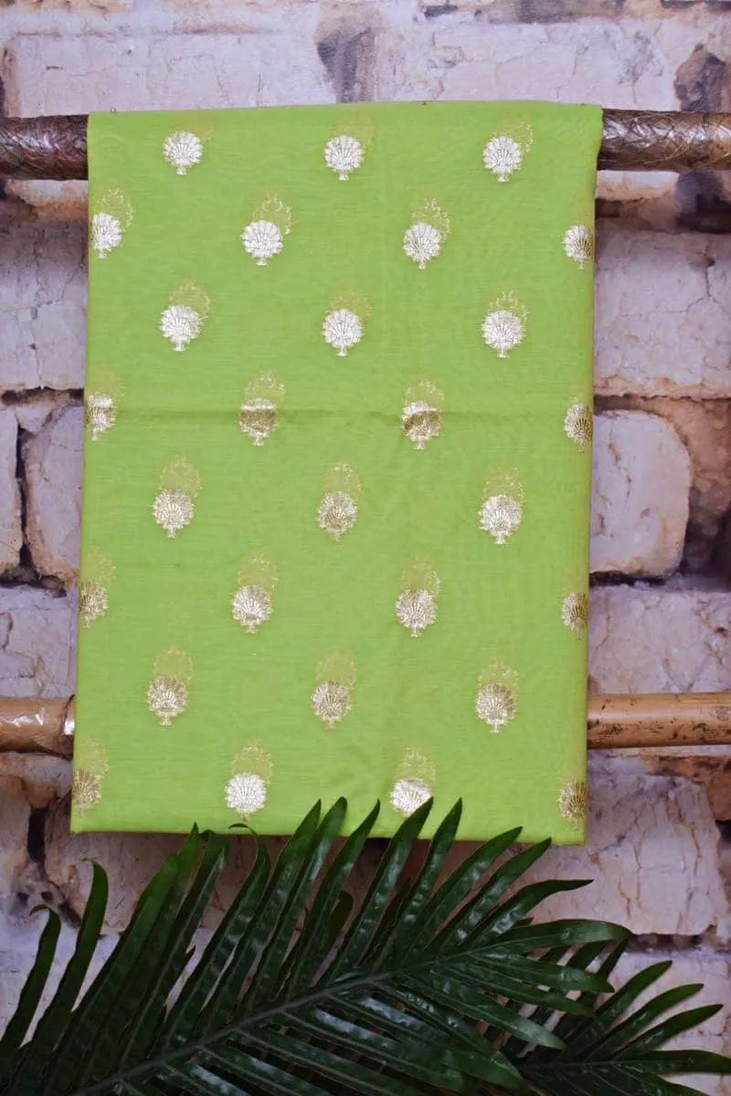 Pista Green Banarasi Cotton Silk Suit