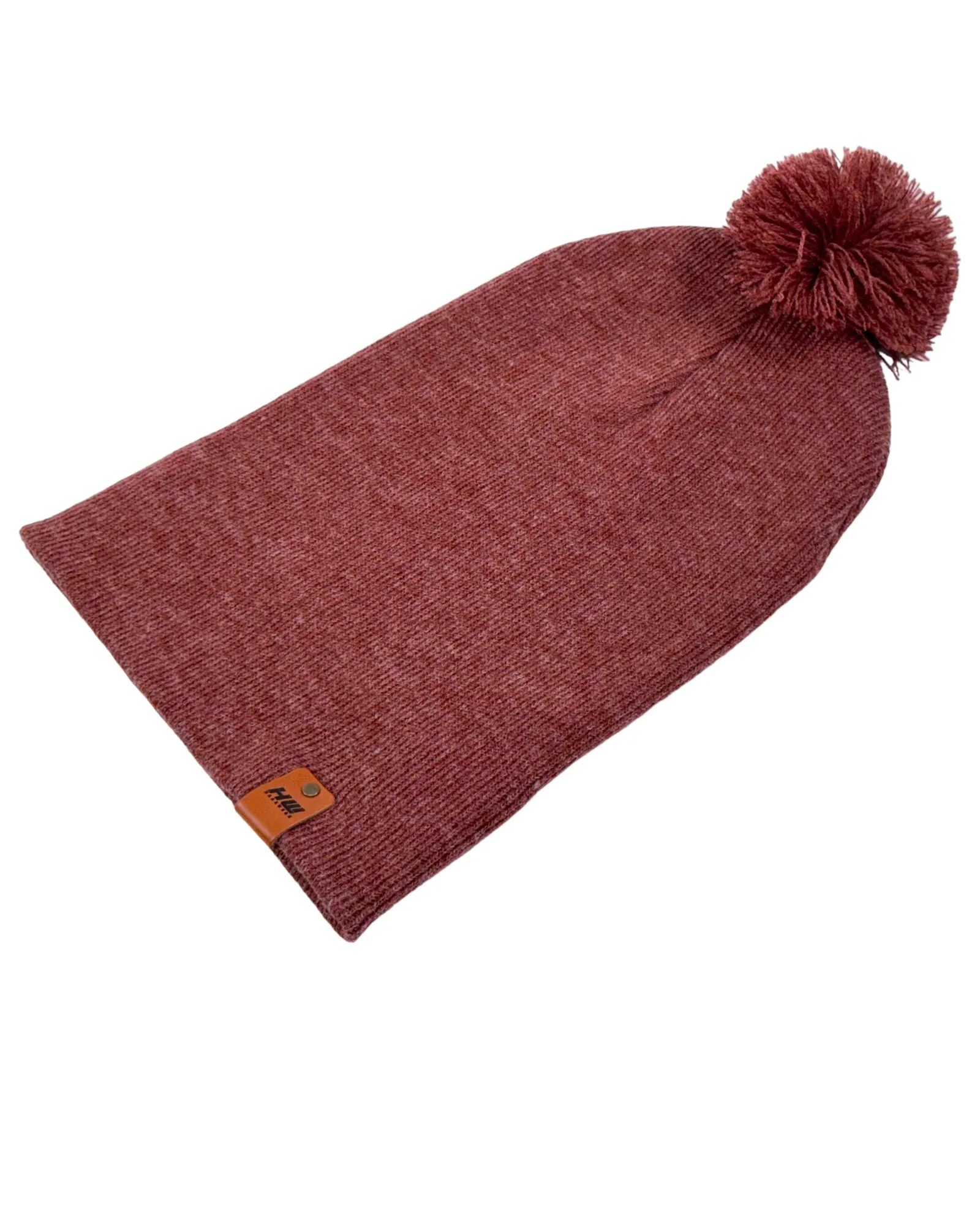PTD103 HAAKWEAR Pom Pom Beanie - Made in USA - Rusty Burgundy