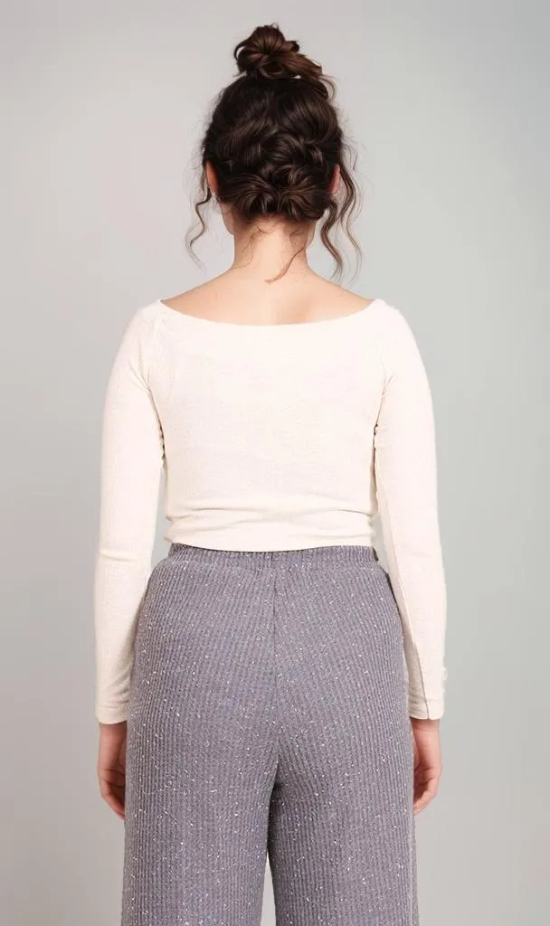 R207485-R207485 - Scoop Neck Fitted Top - Off White