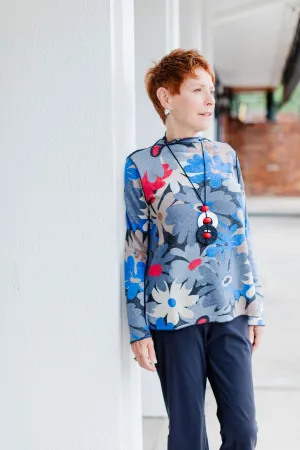 Reversible Mock Neck Oversized Floral