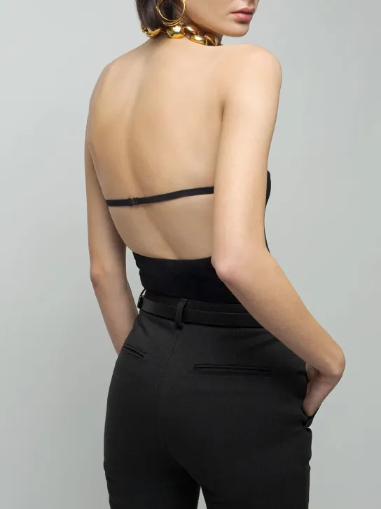 Saint Laurent   Strapless jersey bodysuit 