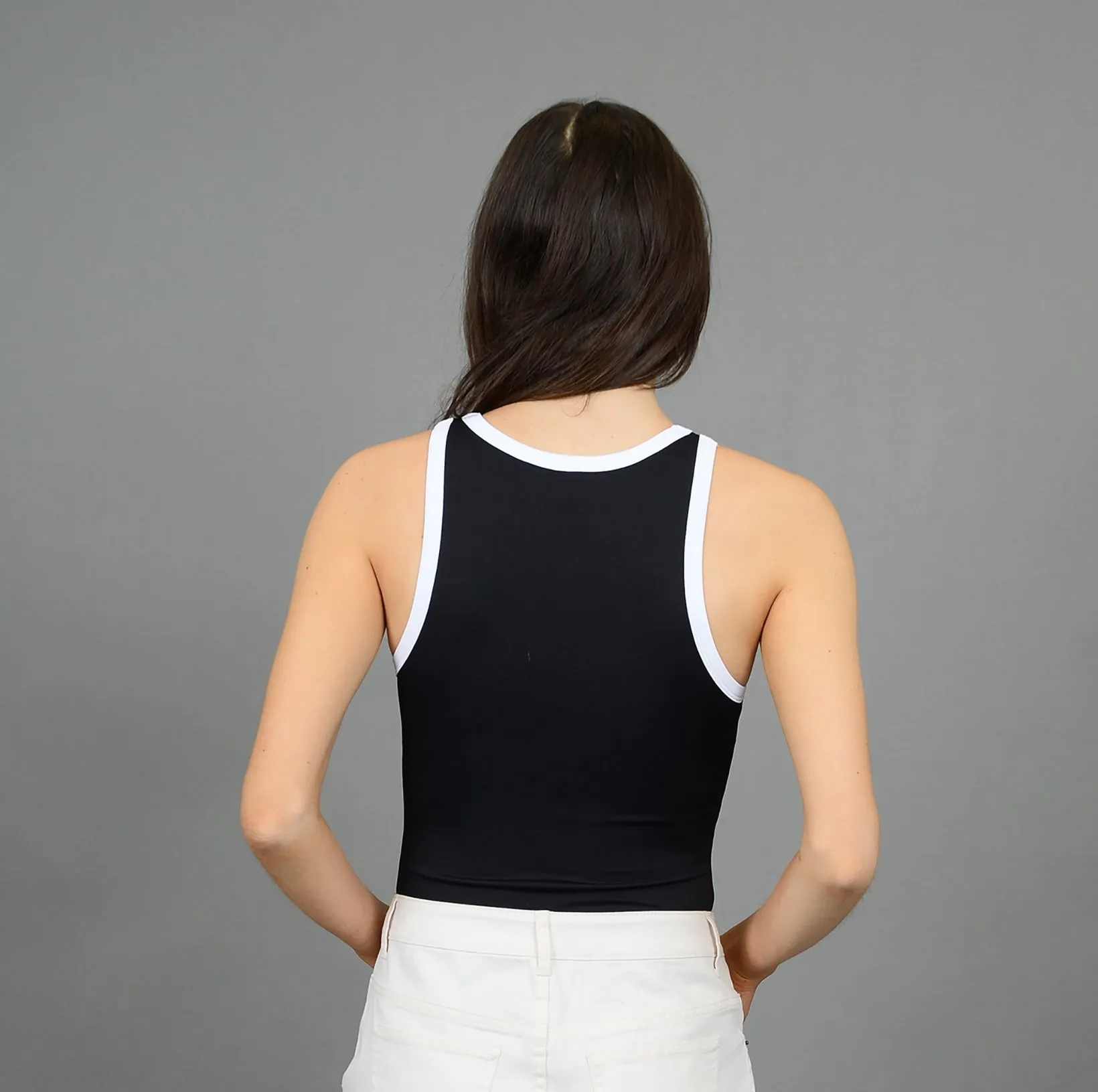 Second Skin Roxanna Bodysuit Black With White Trim