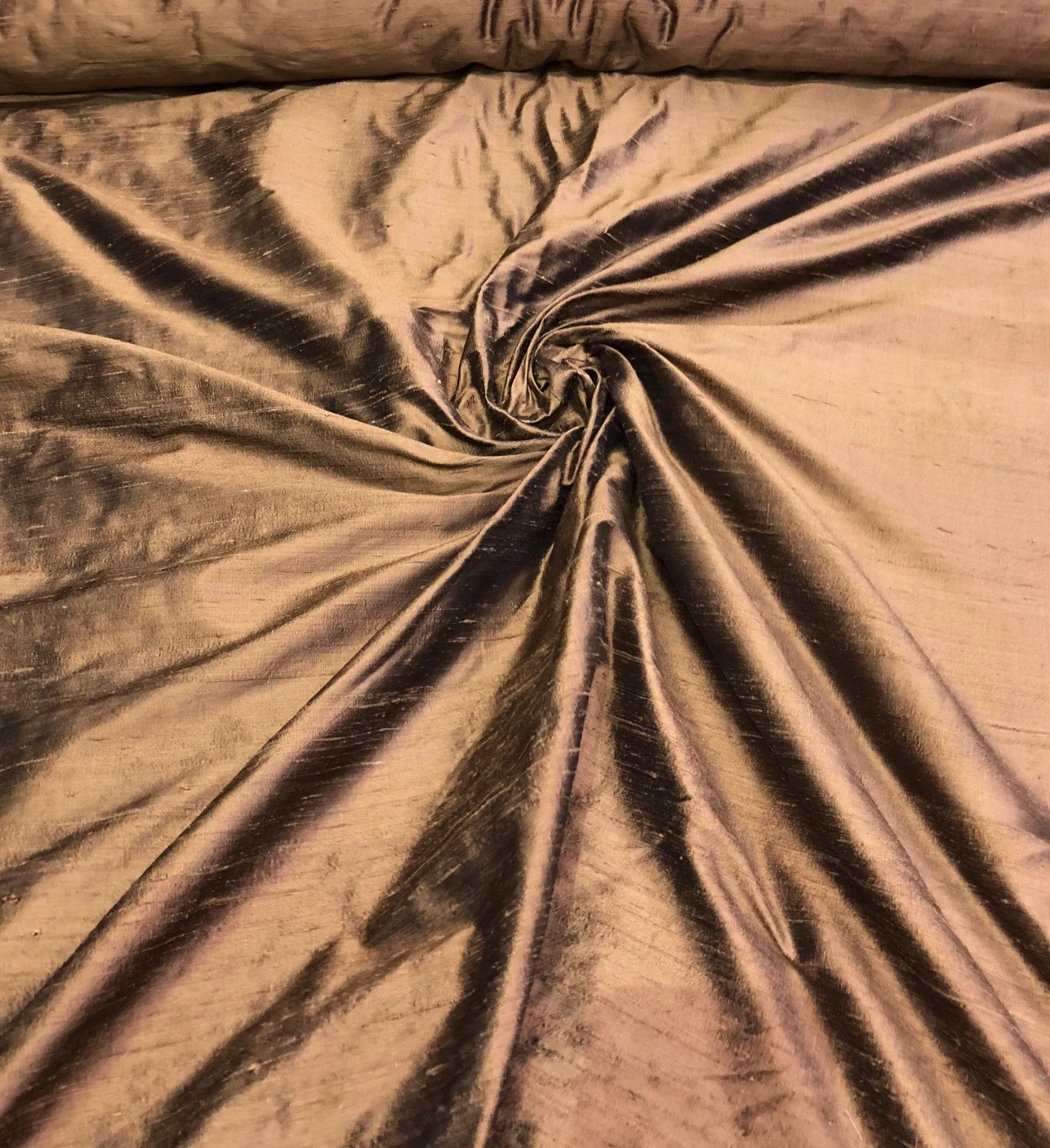 Silk dupion 45&quot; wide     Beautiful bronze color silk dupion fabric sold by the yard
