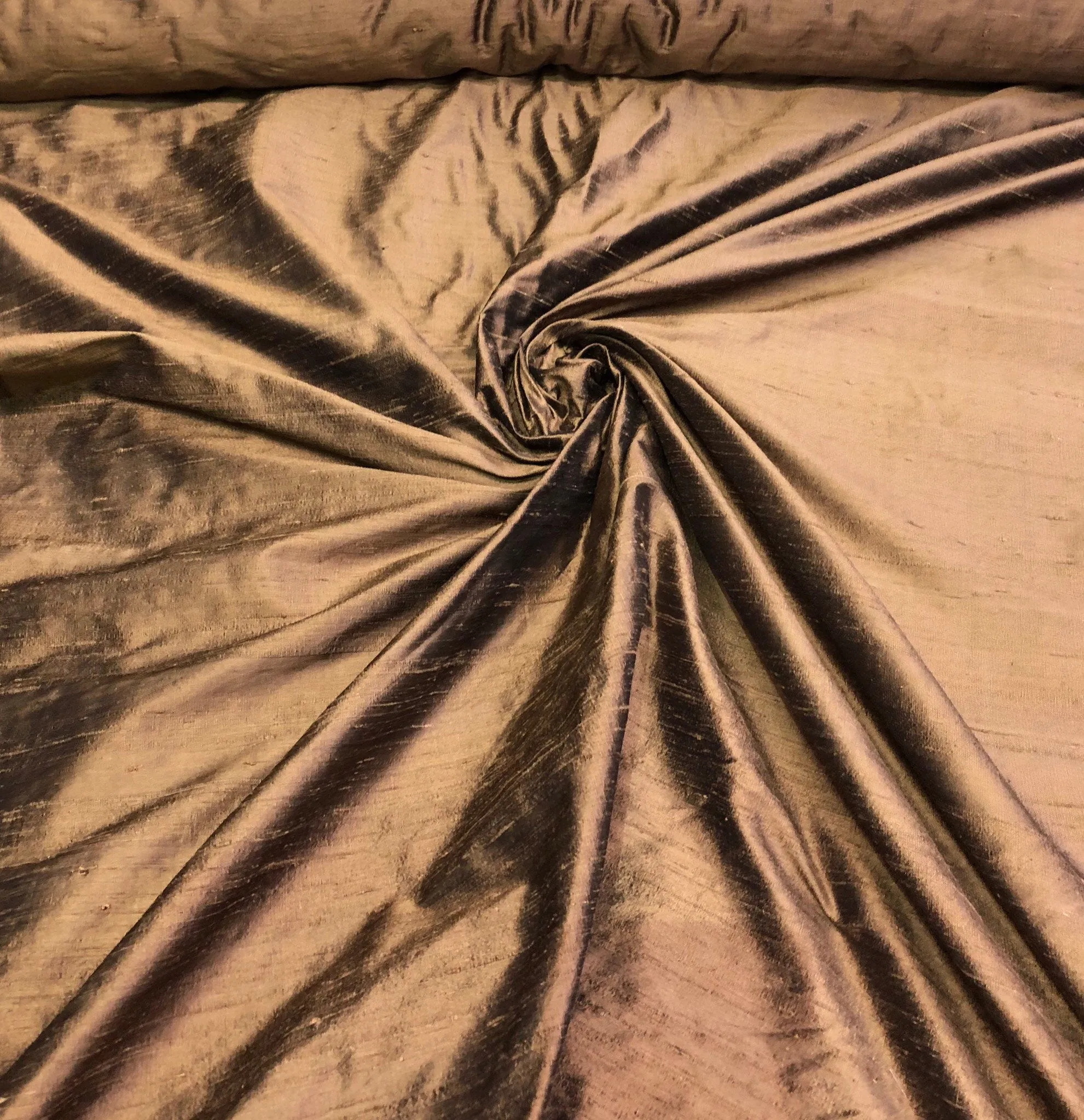 Silk dupion 45&quot; wide     Beautiful bronze color silk dupion fabric sold by the yard