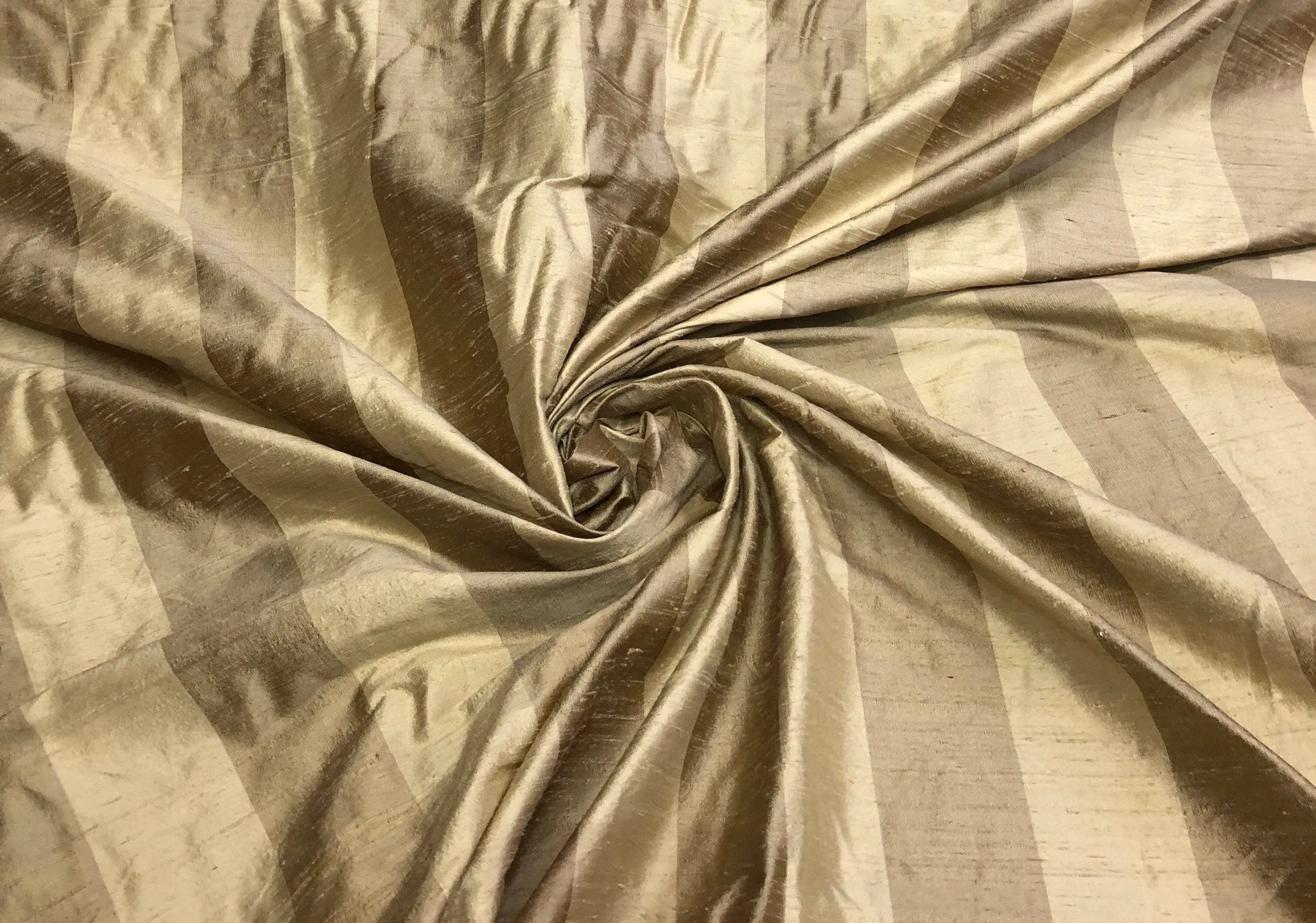 Silk shantung stripe 54&quot; wide    Beautiful gold stripe silk shantung fabric sold by the yard