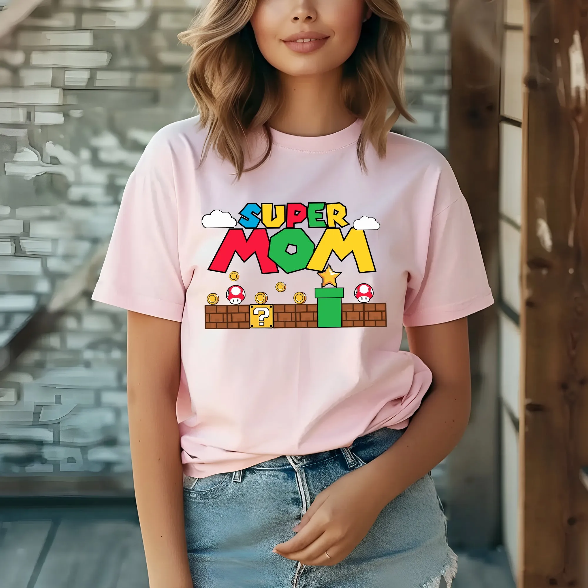 Super Mario Custom Name Adult T-shirt