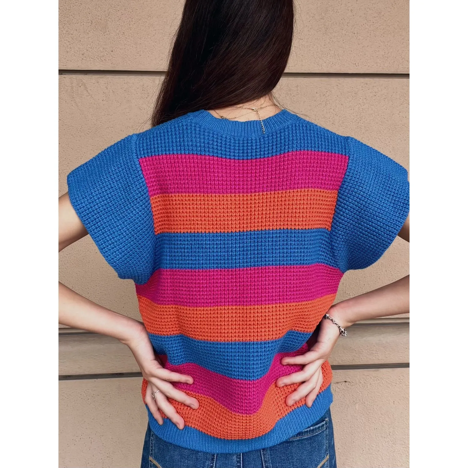 Tara Short Sleeve Multi Color Knit THML Top